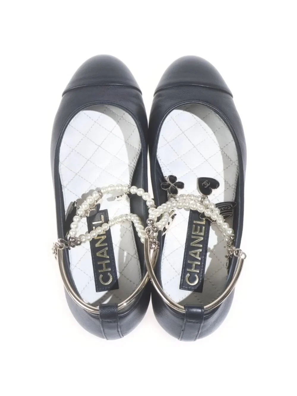 Chanel Ballerina CC Logo Charm Flat Pumps Black